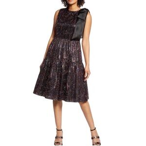 NWT Halogen x Atlantic-Pacific Bow Rainbow Tinsel Tiered‎ Party Dress size 6